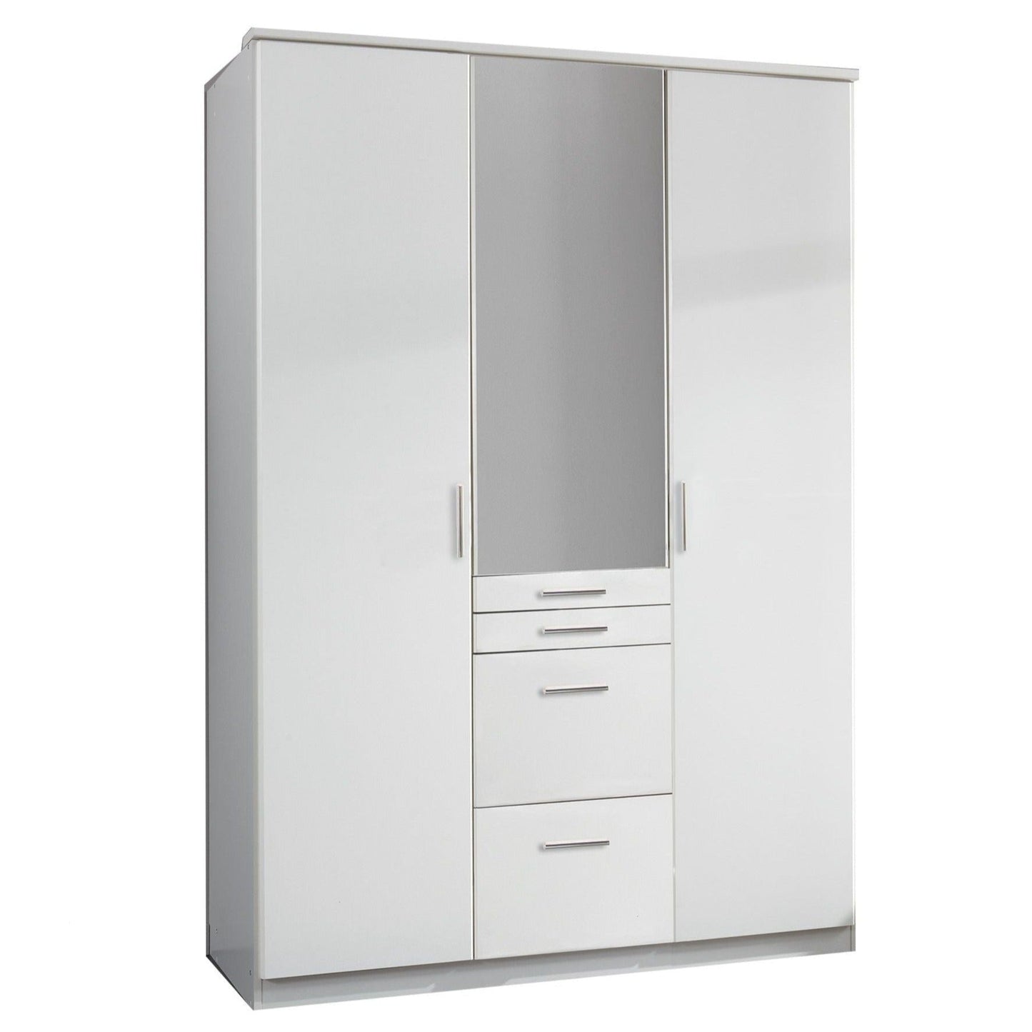 Acorn 3 Door 4 Drawer Mirrored Wardrobe - White