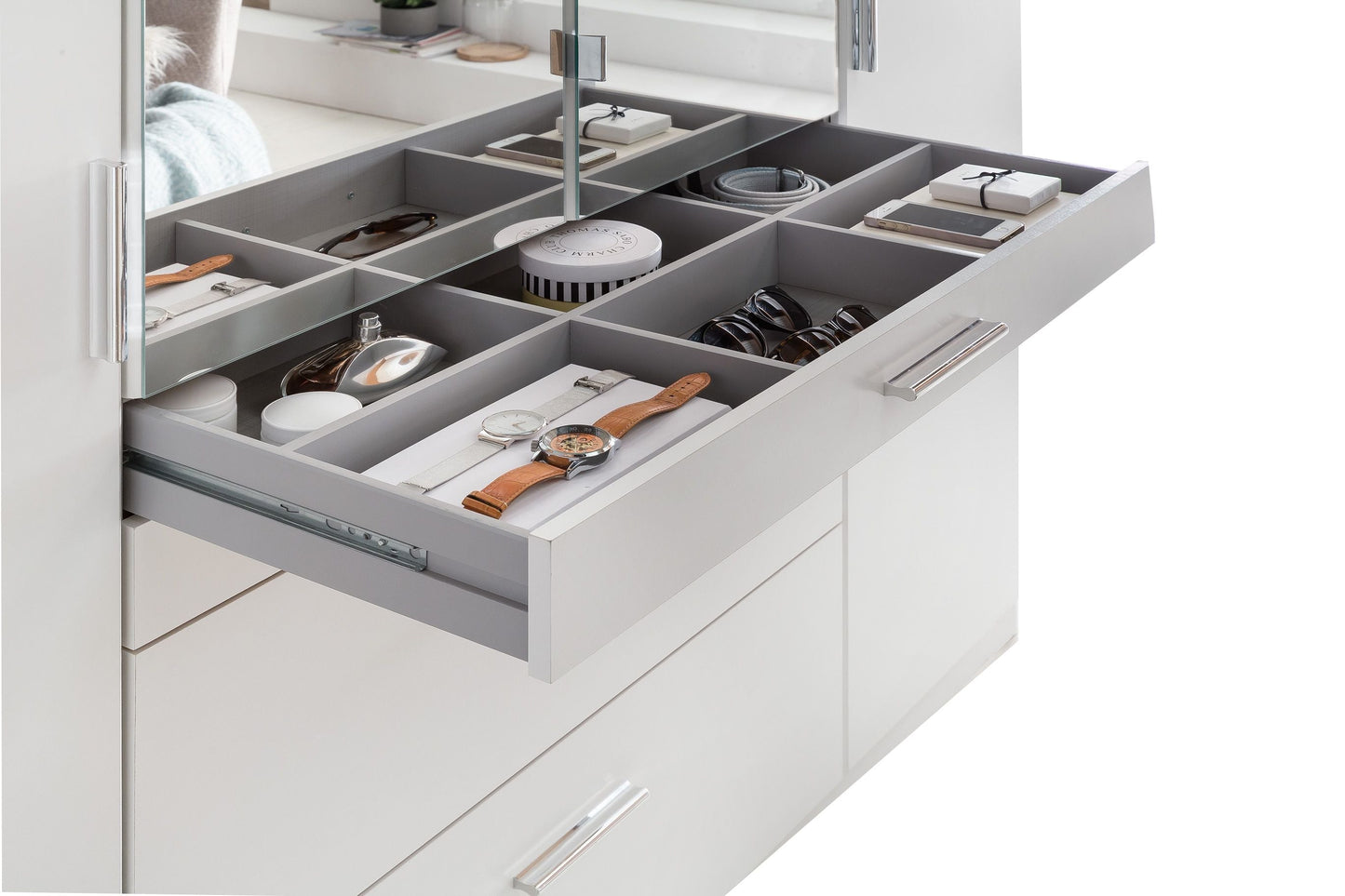 ACORN 3 Door Mirrored Wardrobe White 135cm