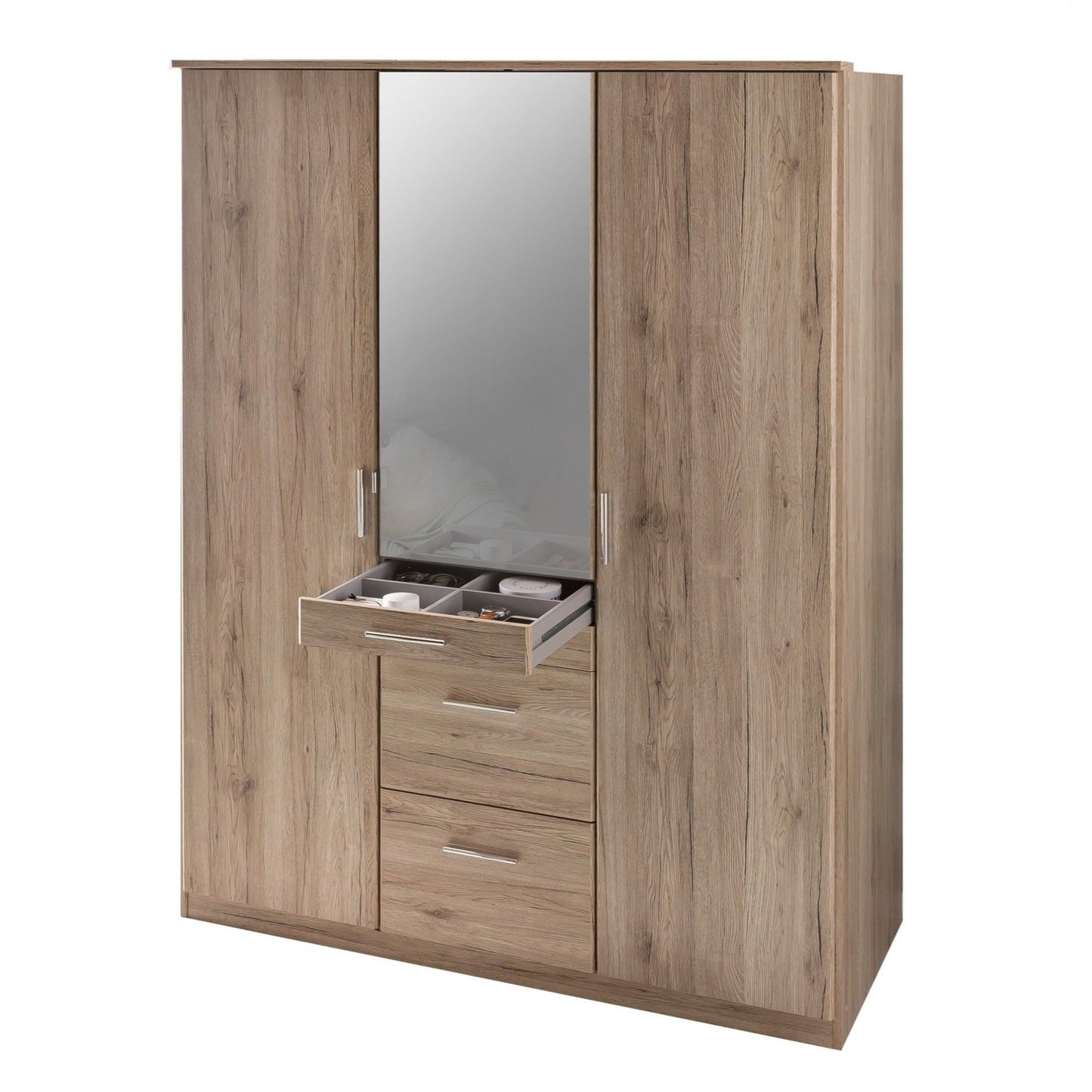 ACORN 3 Door Mirrored Wardrobe Oak 135cm