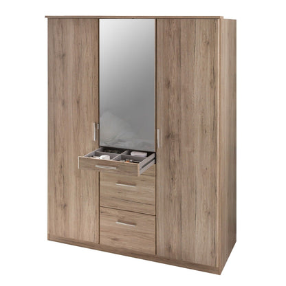 ACORN 3 Door Mirrored Wardrobe Oak 135cm