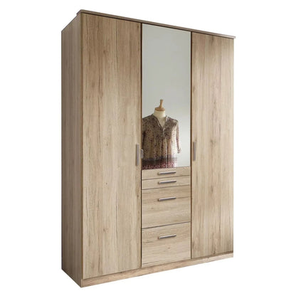 Acorn 3 Door 4 Drawer Mirrored Wardrobe - White