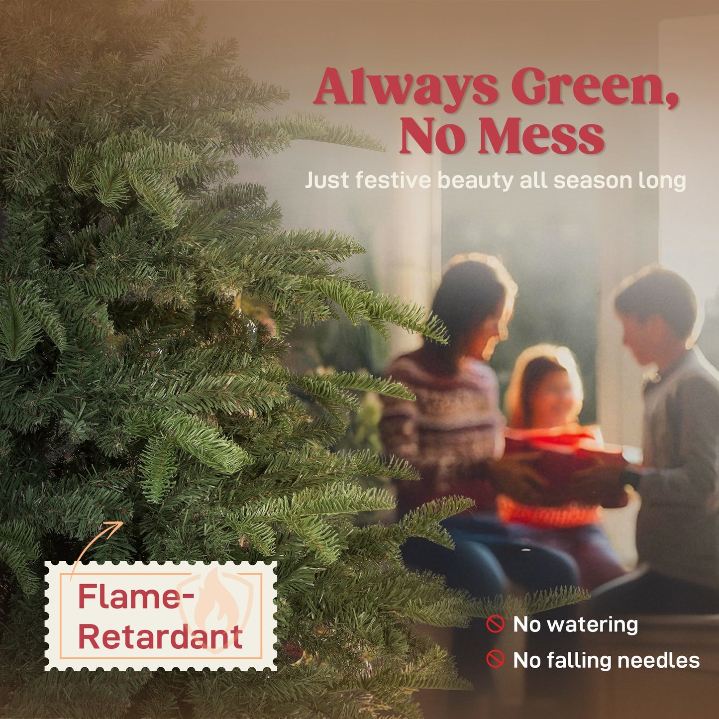 HOMCOM 5ft Artificial Christmas Tree with Realistic Branches, Easy Assembly - Green