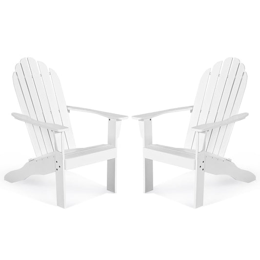 Acacia Wood Adirondack Lounger Chair Set of 2 with Slatted Seating