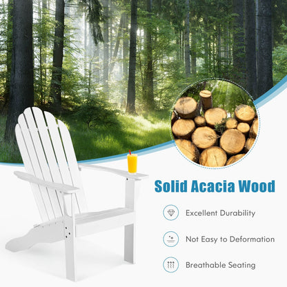 Acacia Wood Adirondack Lounger Chair Set of 2 with Slatted Seating
