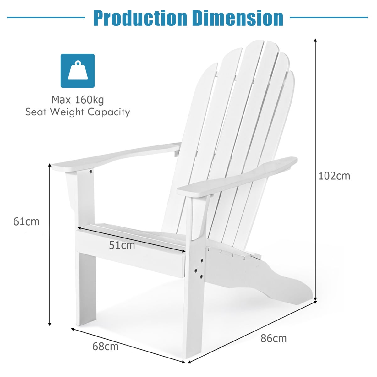 Acacia Wood Adirondack Lounger Chair Set of 2 with Slatted Seating