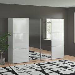 Sliding Wardrobe LANDSCAPE 4 Door Mirrored Wardrobe White 300cm