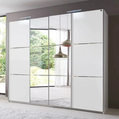 Sliding Wardrobe LANDSCAPE 4 Door Mirrored Wardrobe White 350cm