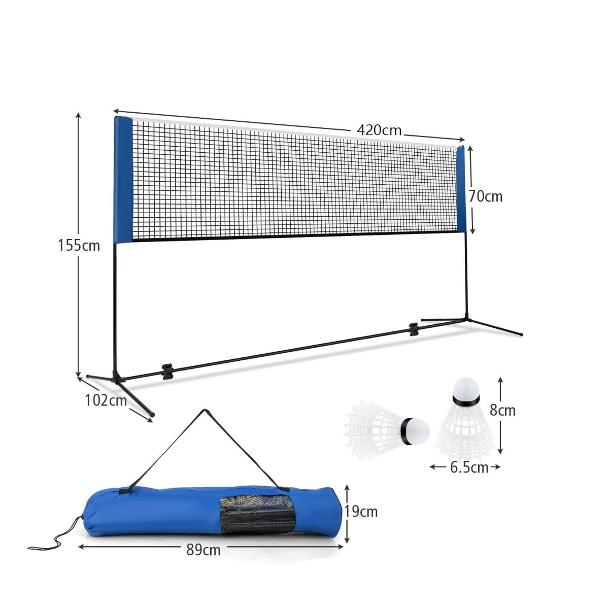 Adjustable Badminton Net Set for Backyard Driveway Beach Portable