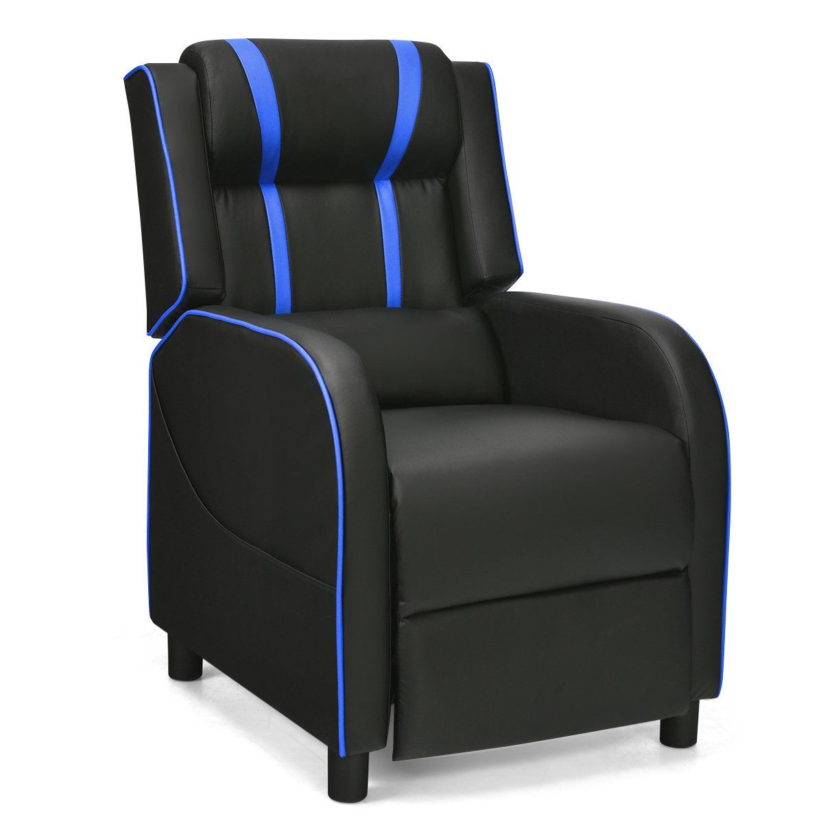 Adjustable Gaming Chair with Footrest Headrest and Lumbar Support-Blue
