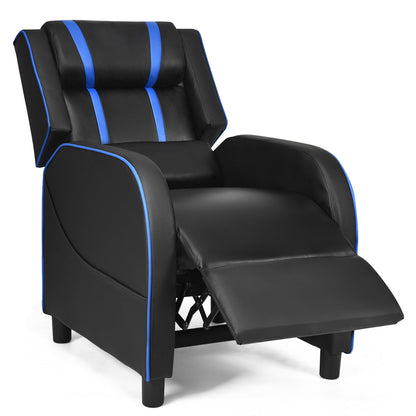 Adjustable Gaming Chair with Footrest Headrest and Lumbar Support-Blue