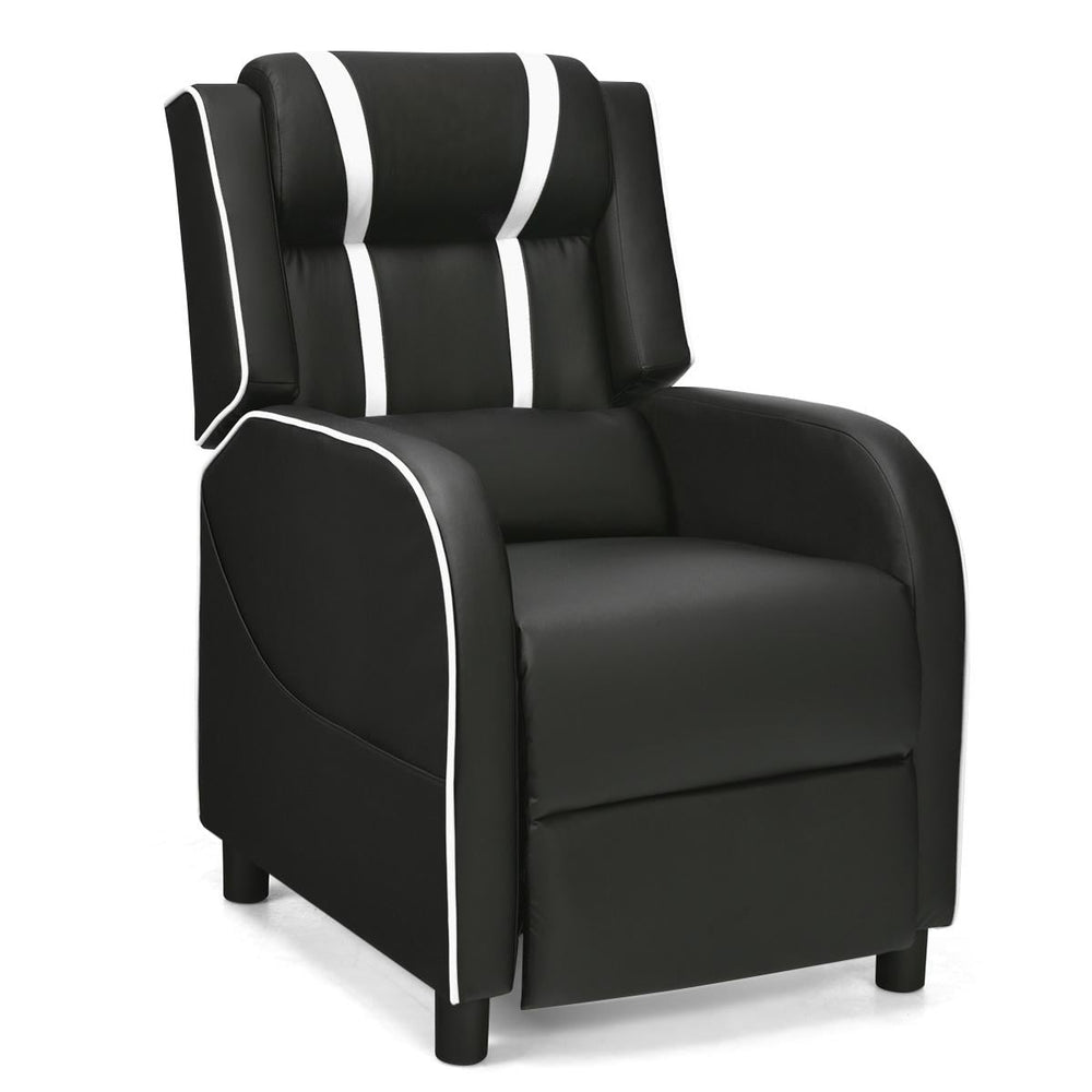 Adjustable Gaming Chair with Footrest Headrest and Lumbar Support-White