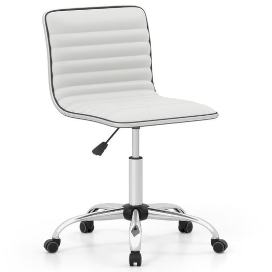 Adjustable Office Chair with Swivel Seat and Universal Wheels-White