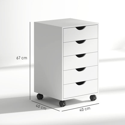HOMCOM Five-Drawer Filing Cabinet - White