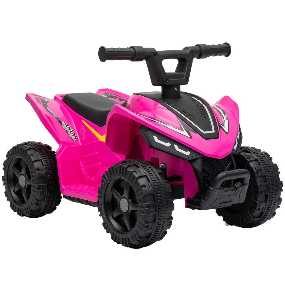 AIYAPLAY 6V Battery Powered Kids ATV, Quad Bike w/ Handlebar Button Control, Max 1.2MPH, Max 55lbs Load, for 18-48 M, Rose Red