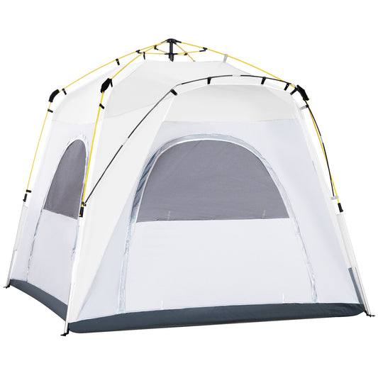 Outsunny 3 Person Automatic Camping Tent, Outdoor Pop Up Tent, Portable Backpacking Dome Shelter, Light Grey