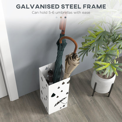 HOMCOM Six-Umbrella Steel Holder Stand - White