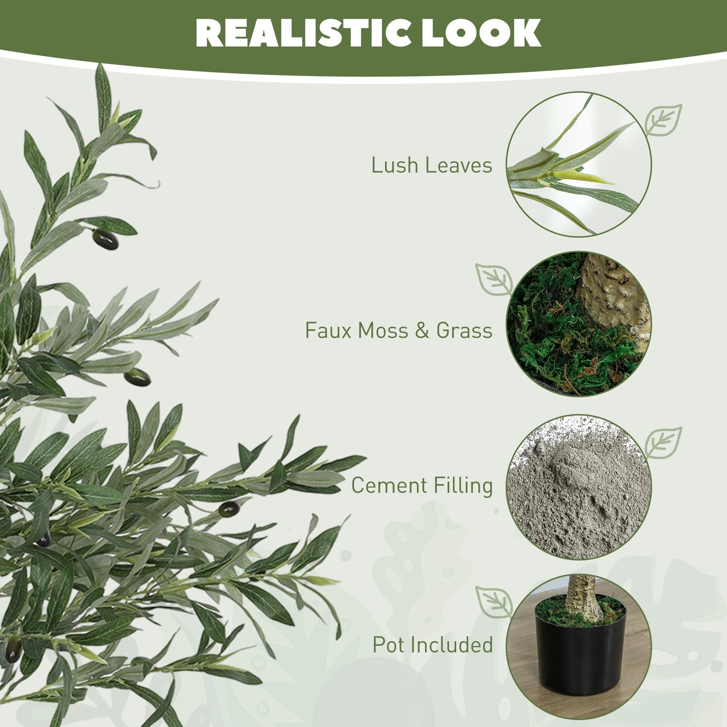 HOMCOM Silk Leaf Artificial Olive Trees
