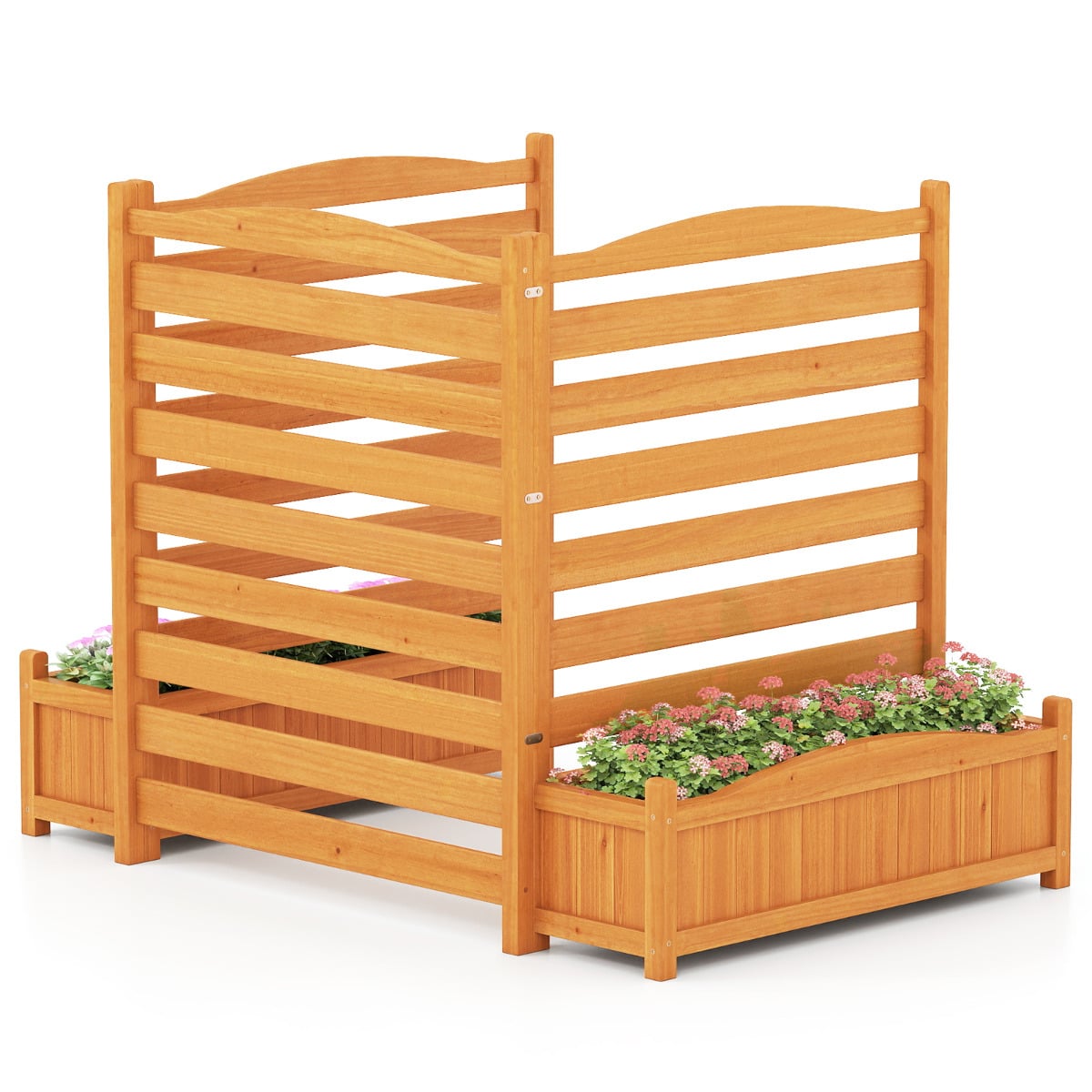 2/3-Panel Freestanding Air Conditioner Fence with Planter Box-Yellow-3-Panel
