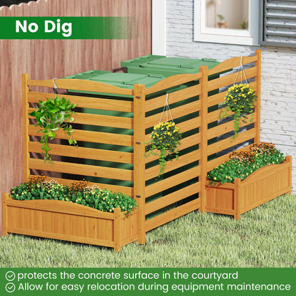 2/3-Panel Freestanding Air Conditioner Fence with Planter Box-Yellow-3-Panel