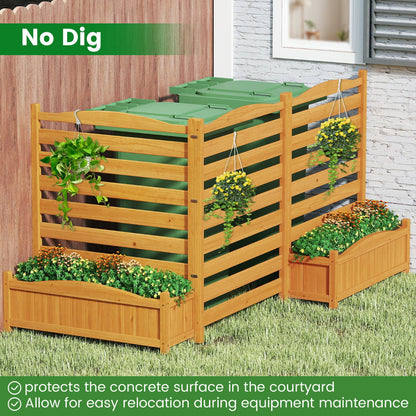 2/3-Panel Freestanding Air Conditioner Fence with Planter Box-Yellow-3-Panel
