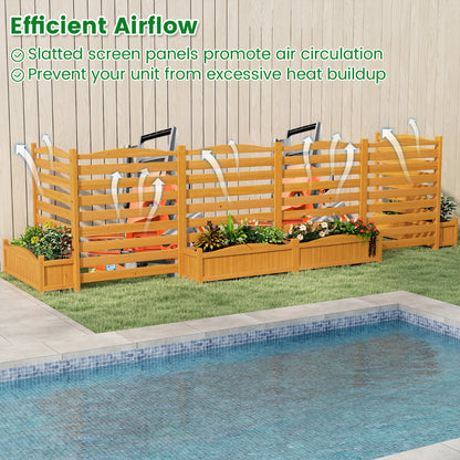 2/3-Panel Freestanding Air Conditioner Fence with Planter Box-Yellow-3-Panel