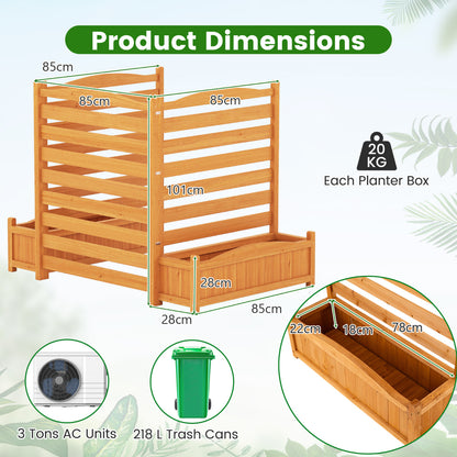 2/3-Panel Freestanding Air Conditioner Fence with Planter Box-Yellow-3-Panel