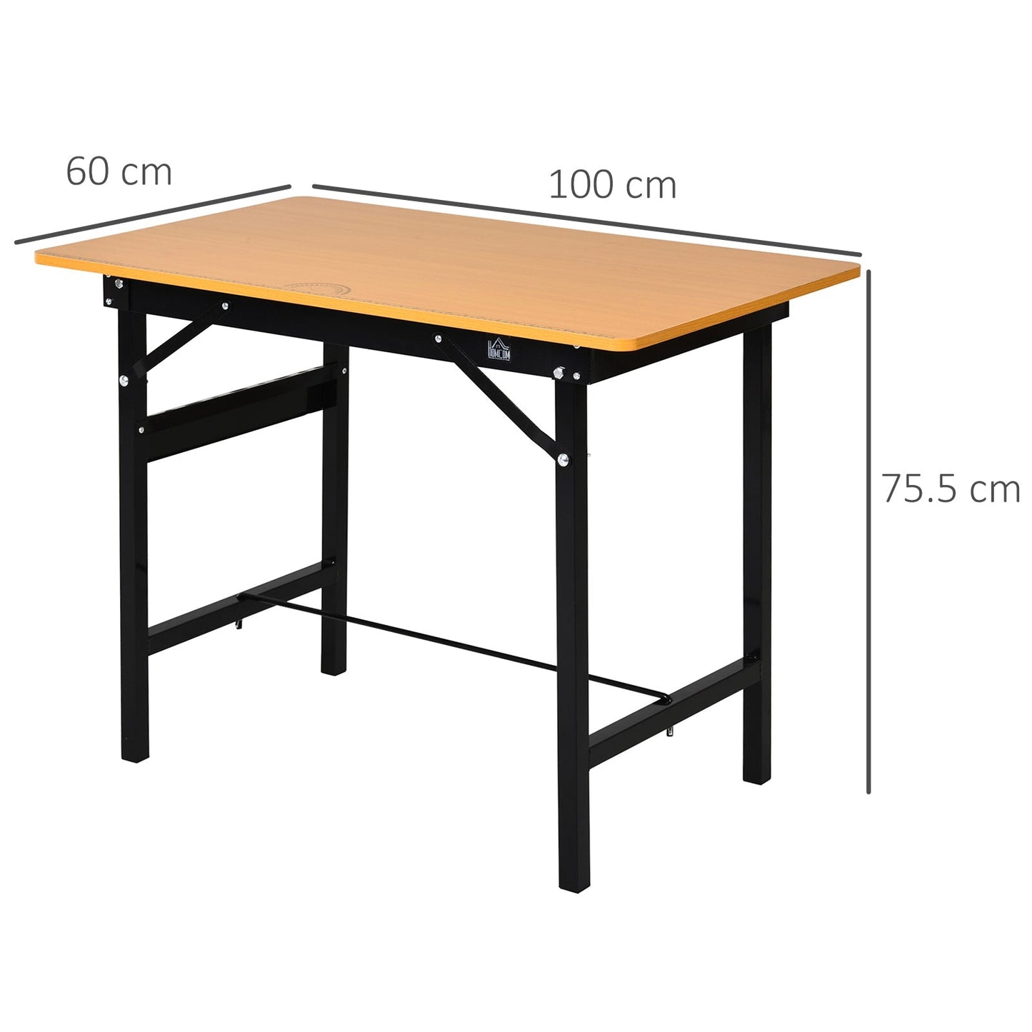 HOMCOM 100 cm Foldable Garage Work Bench, Craft Table MDF Workstation, Heavy-duty Steel Frame with Ruler, Protractor