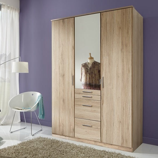 ACORN 3 Door Mirrored Wardrobe White 135cm