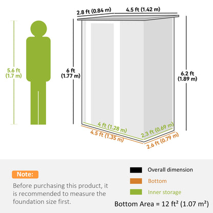 Outsunny 5x3 Garden Shed Metal Outdoor Tool Shed with Sloped Roof, Lockable Door for Gardeners, Green