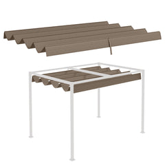Outsunny Pergola Cover Roof, 2.86 x 2.45 m Retractable Sun Shade Top for 3 x 2m Pergola Frame, UV30+ Protected, Coffee