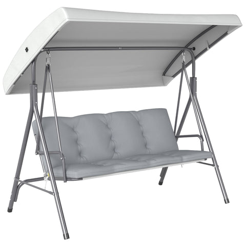 Outsunny Three-Seater Garden Swing Seat - Light Grey