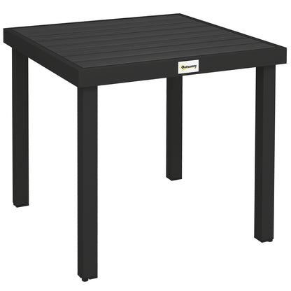 Outsunny 78 cm Garden Dining Table for 4 People, Square Outdoor Coffee End Side Table with Aluminium Legs, Black