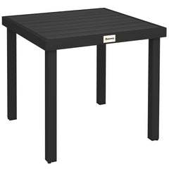 Outsunny 78 cm Garden Dining Table for 4 People, Square Outdoor Coffee End Side Table with Aluminium Legs, Black