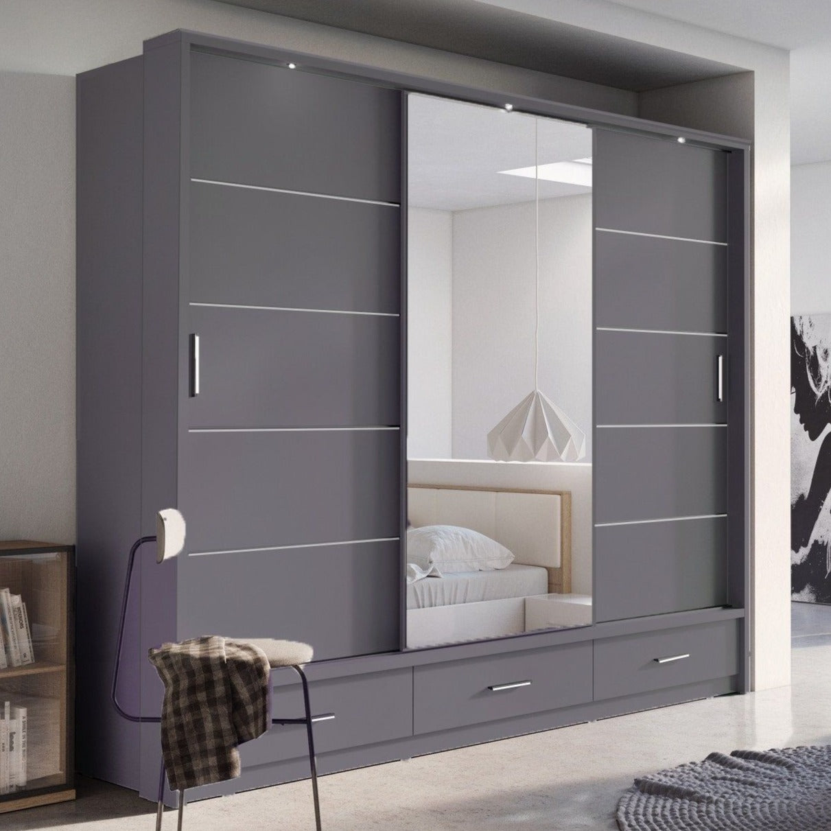 Artimas I Sliding Door Wardrobe 250cm - Grey Matt