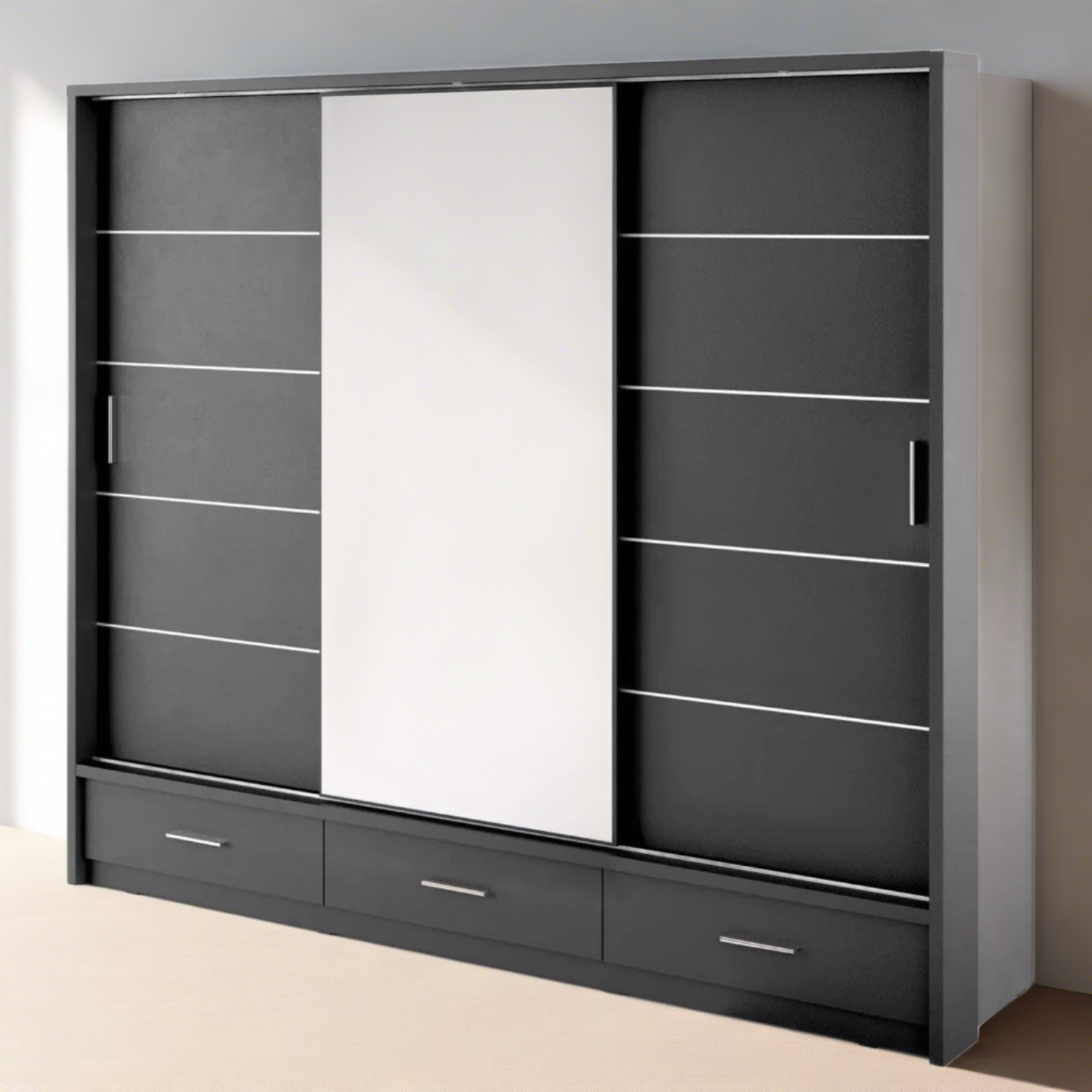 Artimas I Sliding Door Wardrobe 250cm - Black Matt