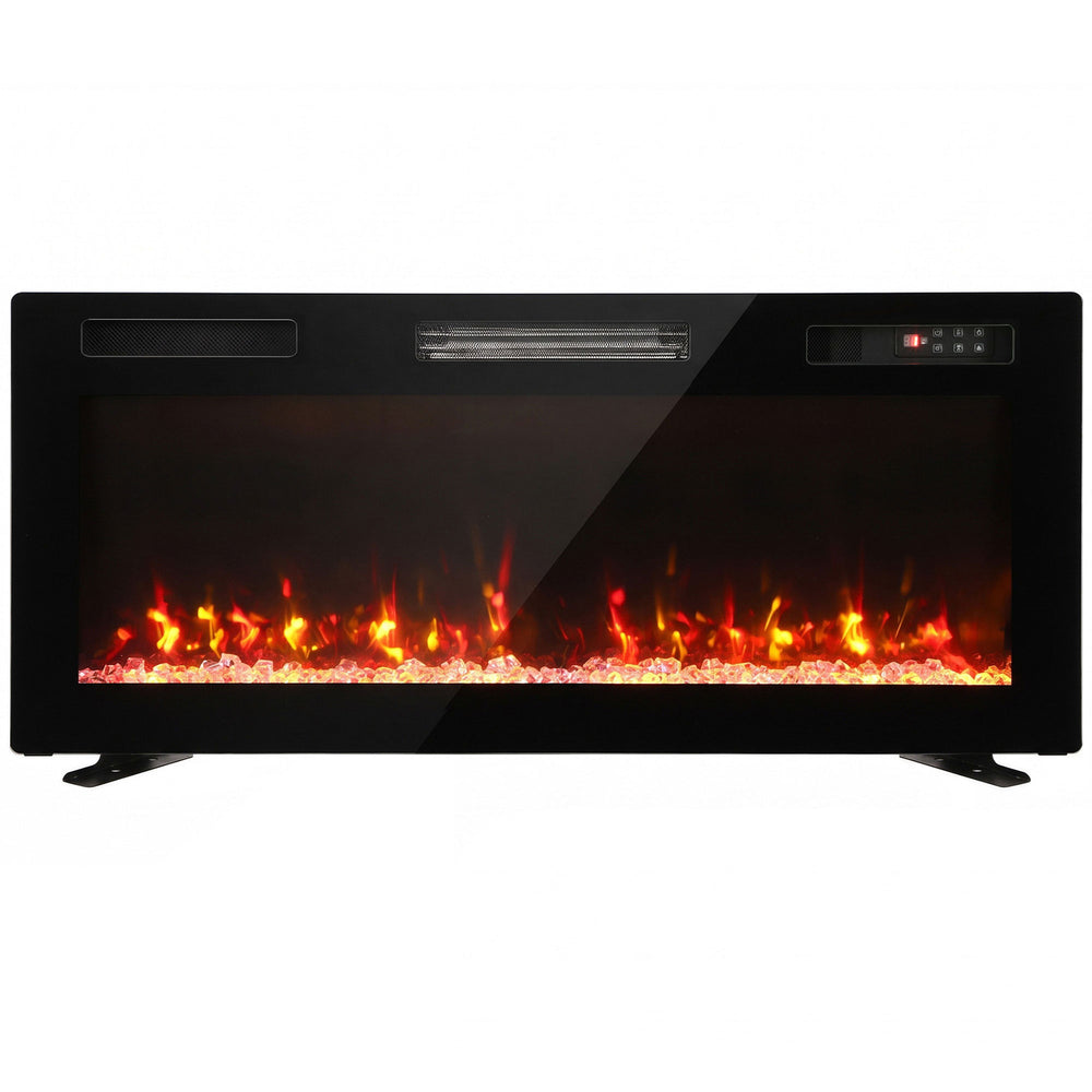 HOMCOM Ultra-Thin Electric Fire Wall Mounted/Recessed/Freestanding 102cm/40" Electric Fireplace with 12 Colours, 5 Brightness