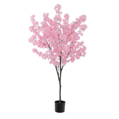 190CM Artificial Plant in Cement Filled Pot with 900 Pink Flowers Fake Cherry Tree with Simulated PE Trunks Modern Decoration Pink