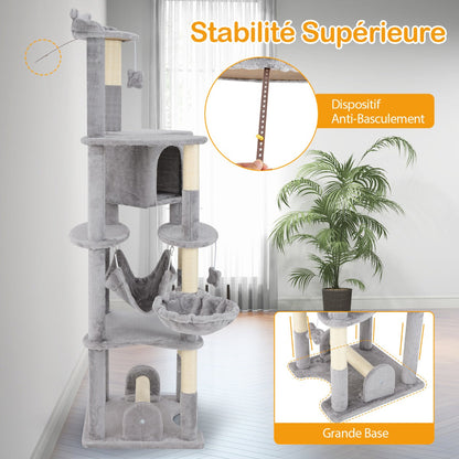 69 Inch Multi-level Cat Tree with Top Perch and Cozy Condo