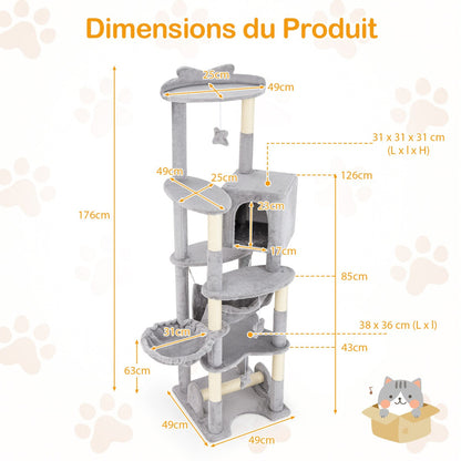 69 Inch Multi-level Cat Tree with Top Perch and Cozy Condo