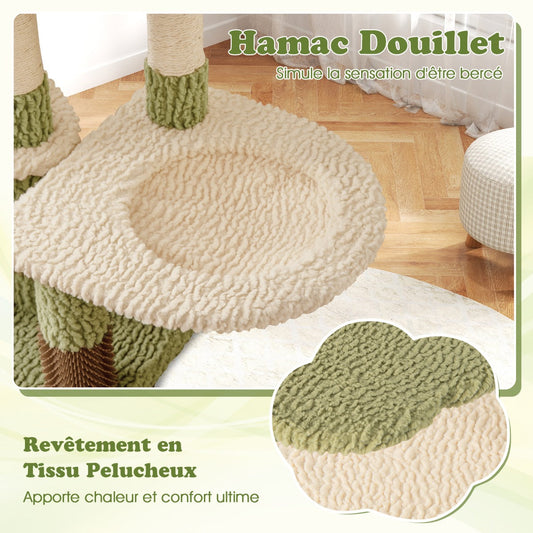 97 cm Multi-Level Tall Cat Tree with Condo and Bed-Green