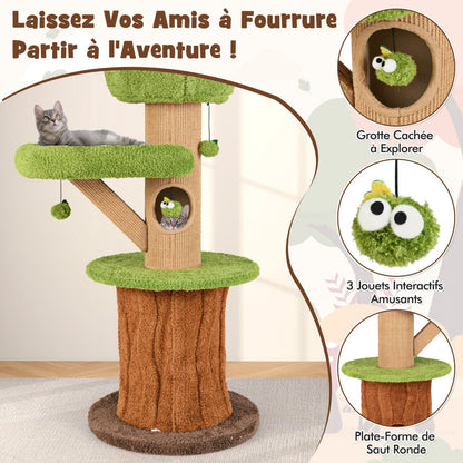 148 CM Mushroom Cat Tree with 2 Cute Condos for Indoor Cats-Green