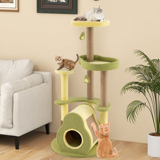 Avocado Cat Tree with Private Condo and Jumping Platforms-Green