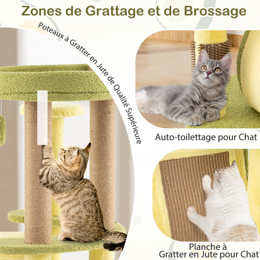 Avocado Cat Tree with Private Condo and Jumping Platforms-Green