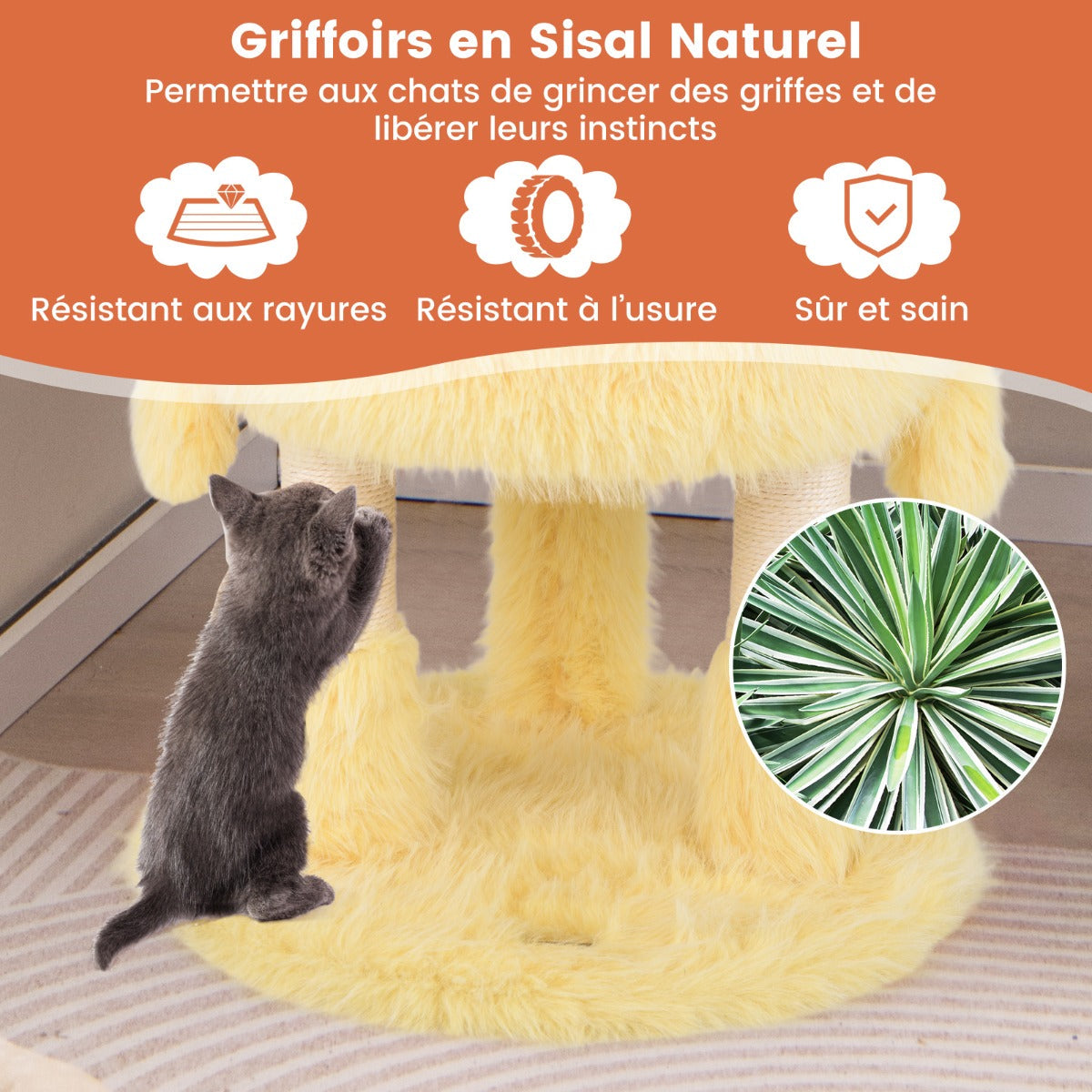 Cute Monster-Themed Cat Tower with 2 Private Condos-Yellow