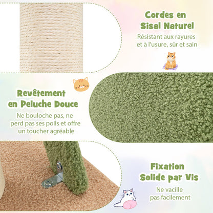 Floor to Ceiling Cat Tree with Adjustable Height and Extra Post-Green