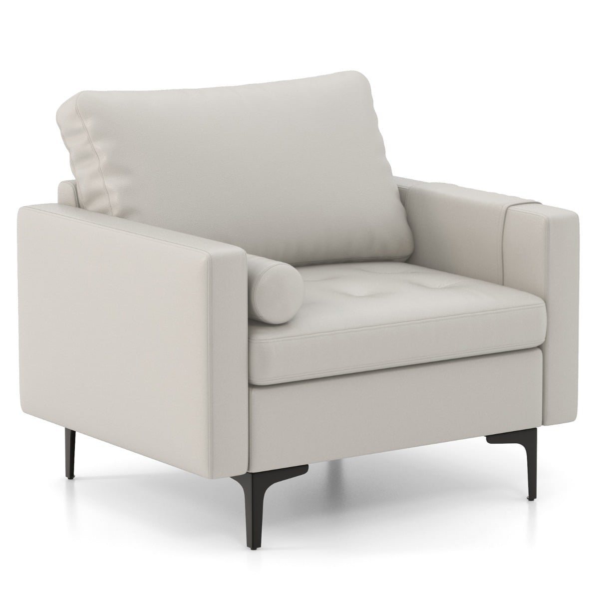 Armchair Single Sofa with Comfy Cushion and 3 Pockets for Living Room-Grey