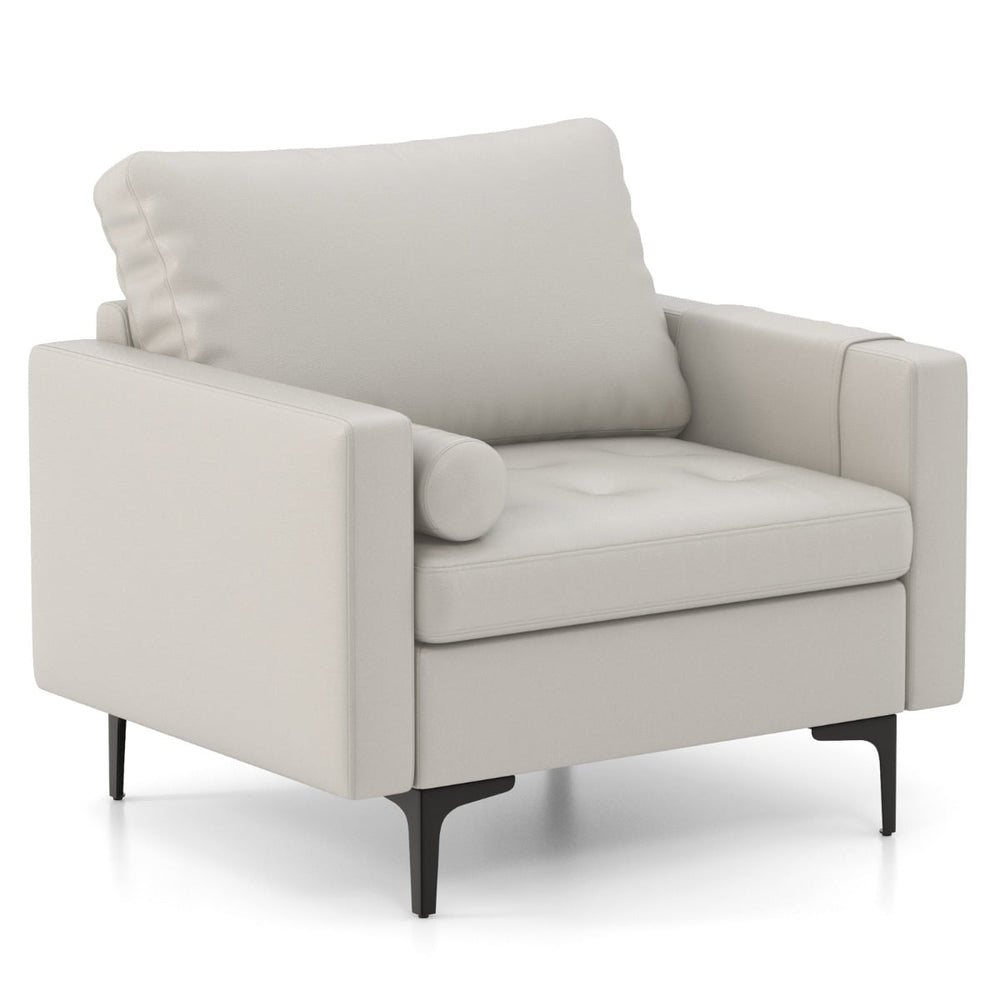 Armchair Single Sofa with Comfy Cushion and 3 Pockets for Living Room-Grey