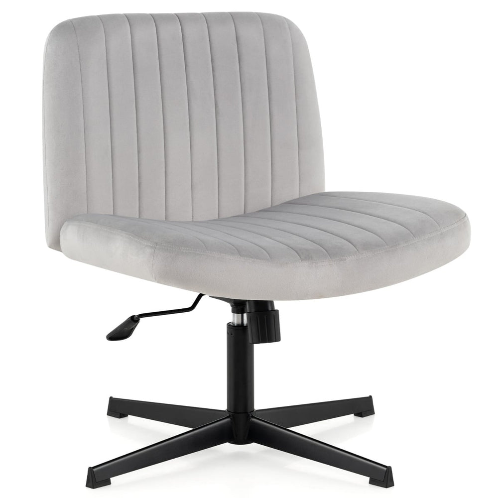 Armless Cross Legged Desk Chair with Wide Seat-Grey