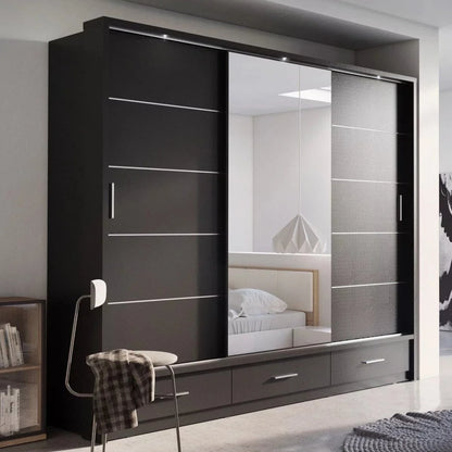 Artimas I Sliding Door Wardrobe 250cm - Black Matt