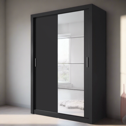 Artimas IV Sliding Door Wardrobe 150cm - Black Matt